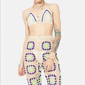 Dolls kill SUN DAZER CROCHET PANT SET